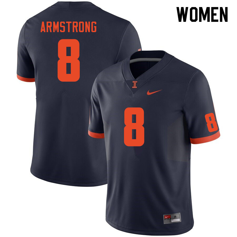 Women #8 Jafar Armstrong Illinois Fighting Illini College Football Jerseys Sale-Navy